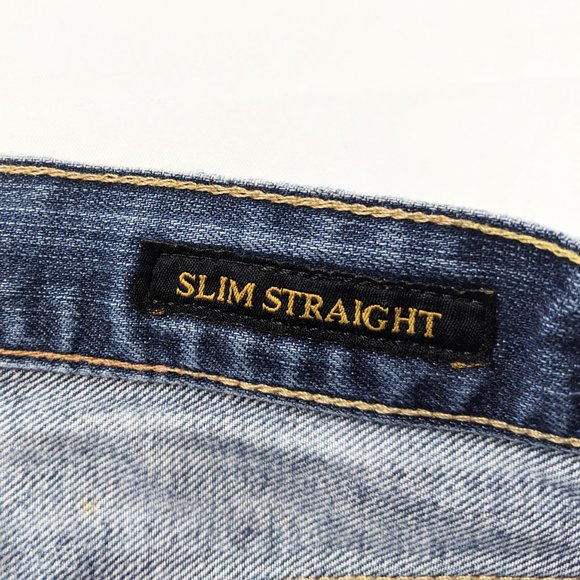 Lucky Brand Slim Straight Distressed Blue Jeans - Picture 6 of 10